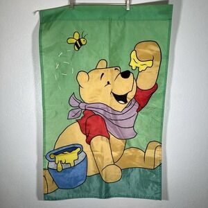 Disney Winnie the‎ Pooh Garden Flag Outdoor Hunny Pot Bumble Bee Green 28 X 43